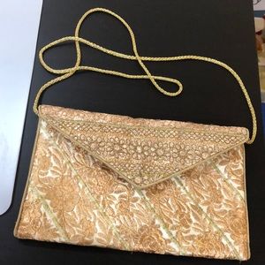 Gold embroidered crossbody bag